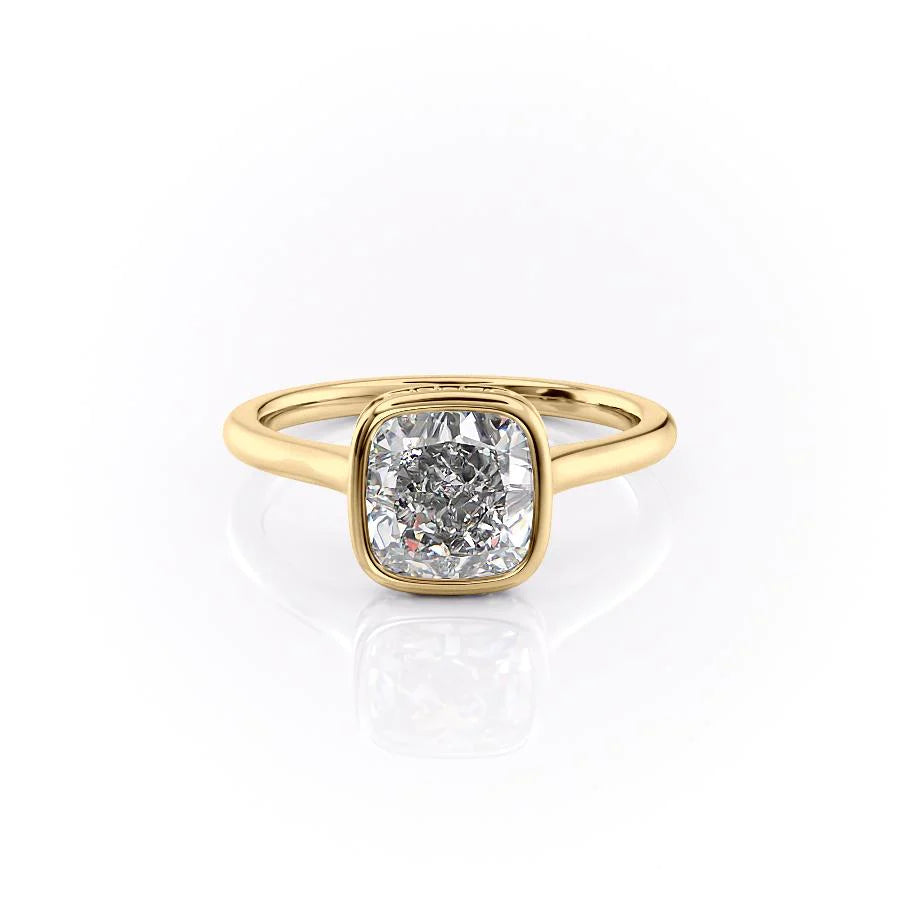 The Christine Set With Cushion Solitaire Lab Diamond 1 Carat 18K Gold#material_18k-gold