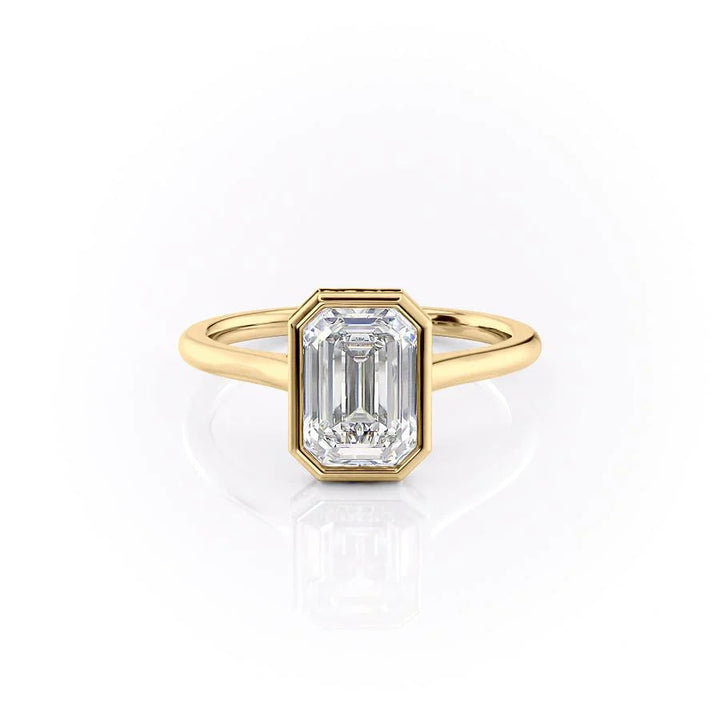 The Christine Set With Emerald Solitaire Moissanite#material_14k-gold