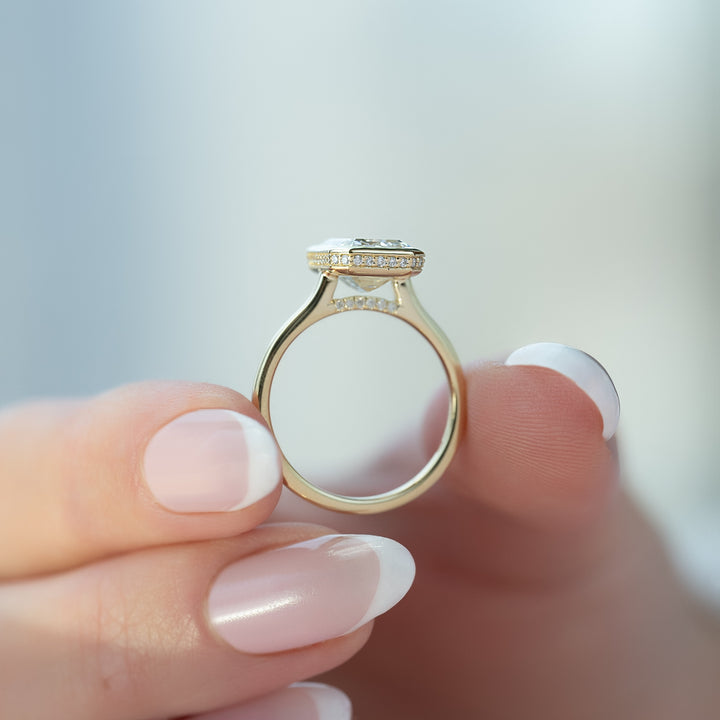 The Christine Emerald Lab Diamond Moissanite Engagement Ring *Shown with 3.5 ct #material_gold