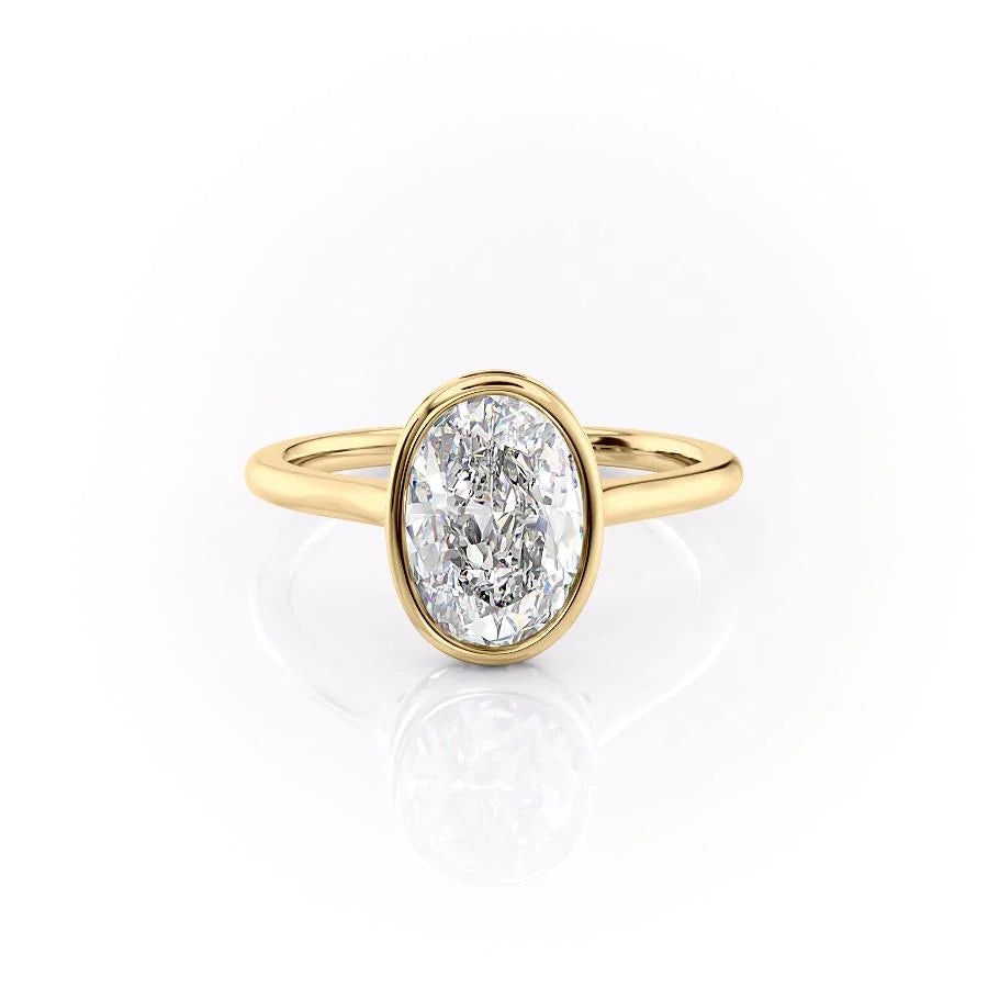 The Christine Set With Oval Solitaire Lab Diamond 1 Carat 14K Gold#material_14k-gold