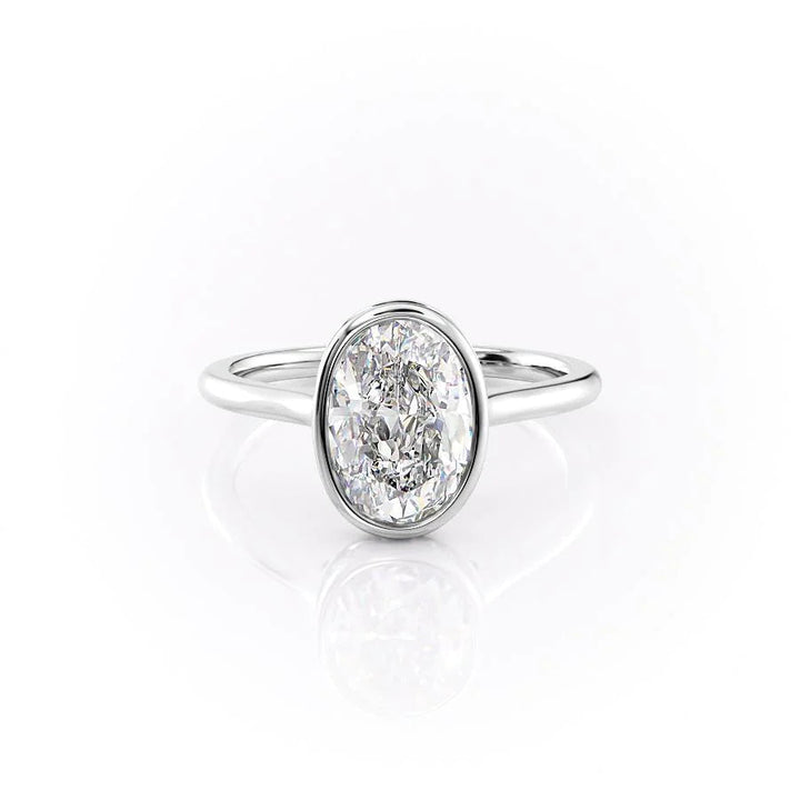 The Christine Set With Oval Solitaire Moissanite#material_14k-white