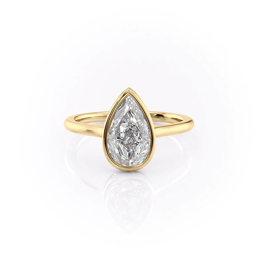 The Christine Set With Pear Solitaire Lab Diamond 1 Carat 14K Gold#material_14k-gold