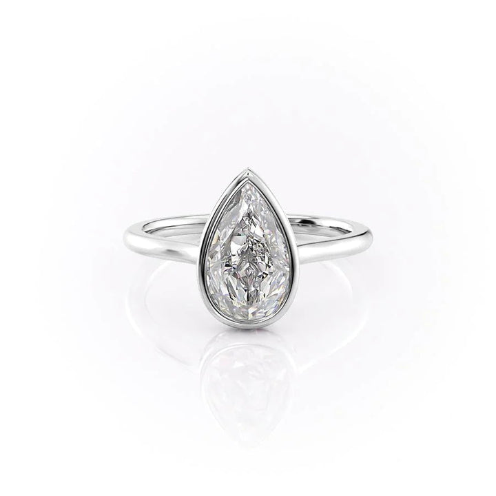 The Christine Set With Pear Solitaire Lab Diamond 1 Carat 14K White#material_14k-white