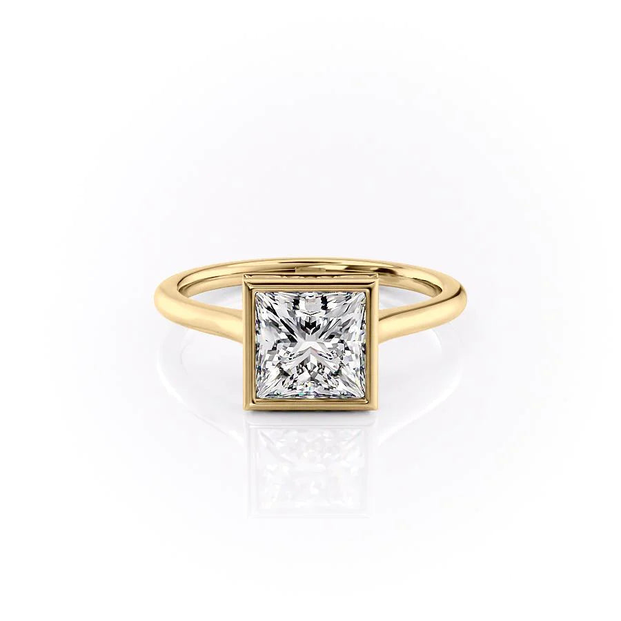 The Christine Set With Princess Solitaire Lab Diamond 1 Carat 14K Gold#material_14k-gold