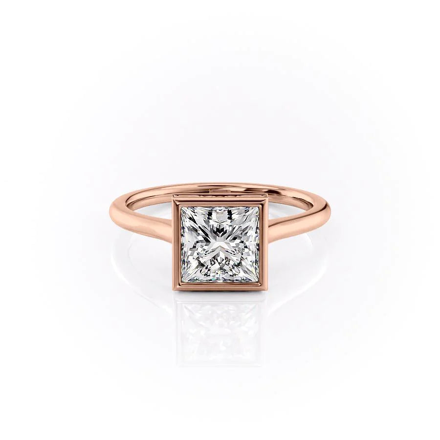 The Christine Set With Princess Solitaire Lab Diamond 1 Carat 14K Rose#material_14k-rose