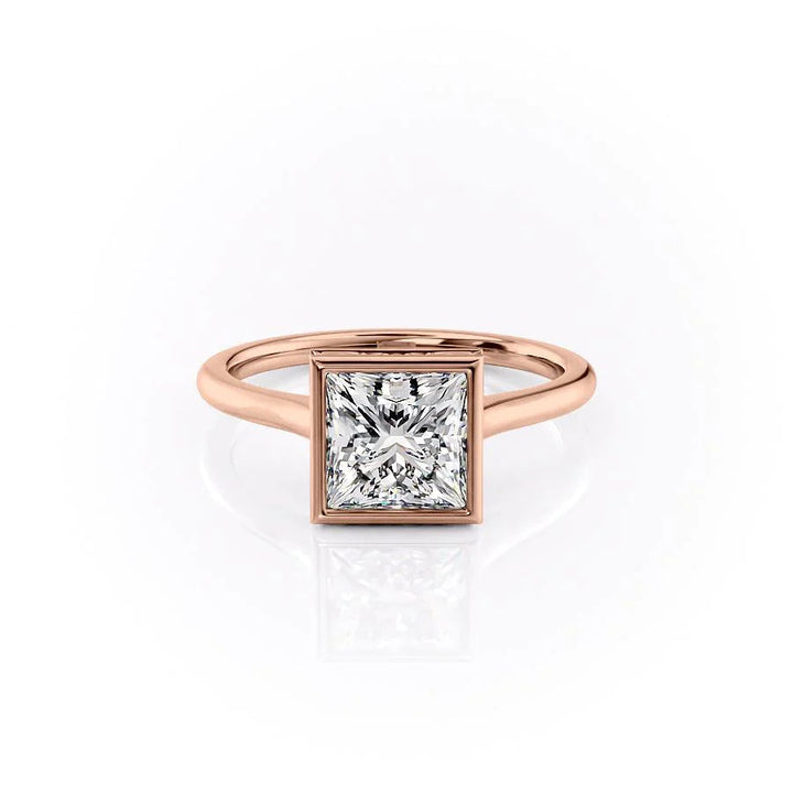 The Christine Set With Princess Solitaire Moissanite#material_14k-rose