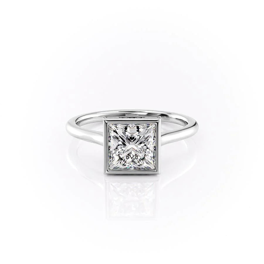 The Christine Set With Princess Solitaire Moissanite#material_14k-white