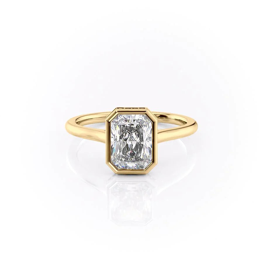 The Christine Set With Radiant Solitaire Lab Diamond 1 Carat 14K Gold#material_14k-gold