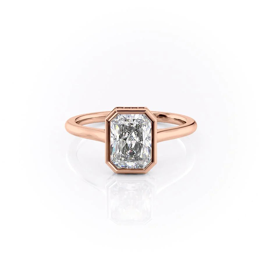 The Christine Set With Radiant Solitaire Lab Diamond 1 Carat 14K Rose#material_14k-rose