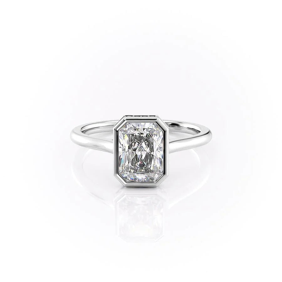 The Christine Set With Radiant Solitaire Lab Diamond 1 Carat 14K White#material_14k-white