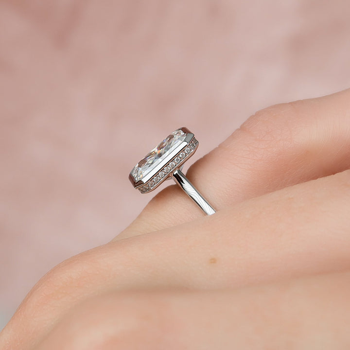 The Christine Radiant Lab Diamond Moissanite Engagement Ring *Shown with 4 ct #material_white