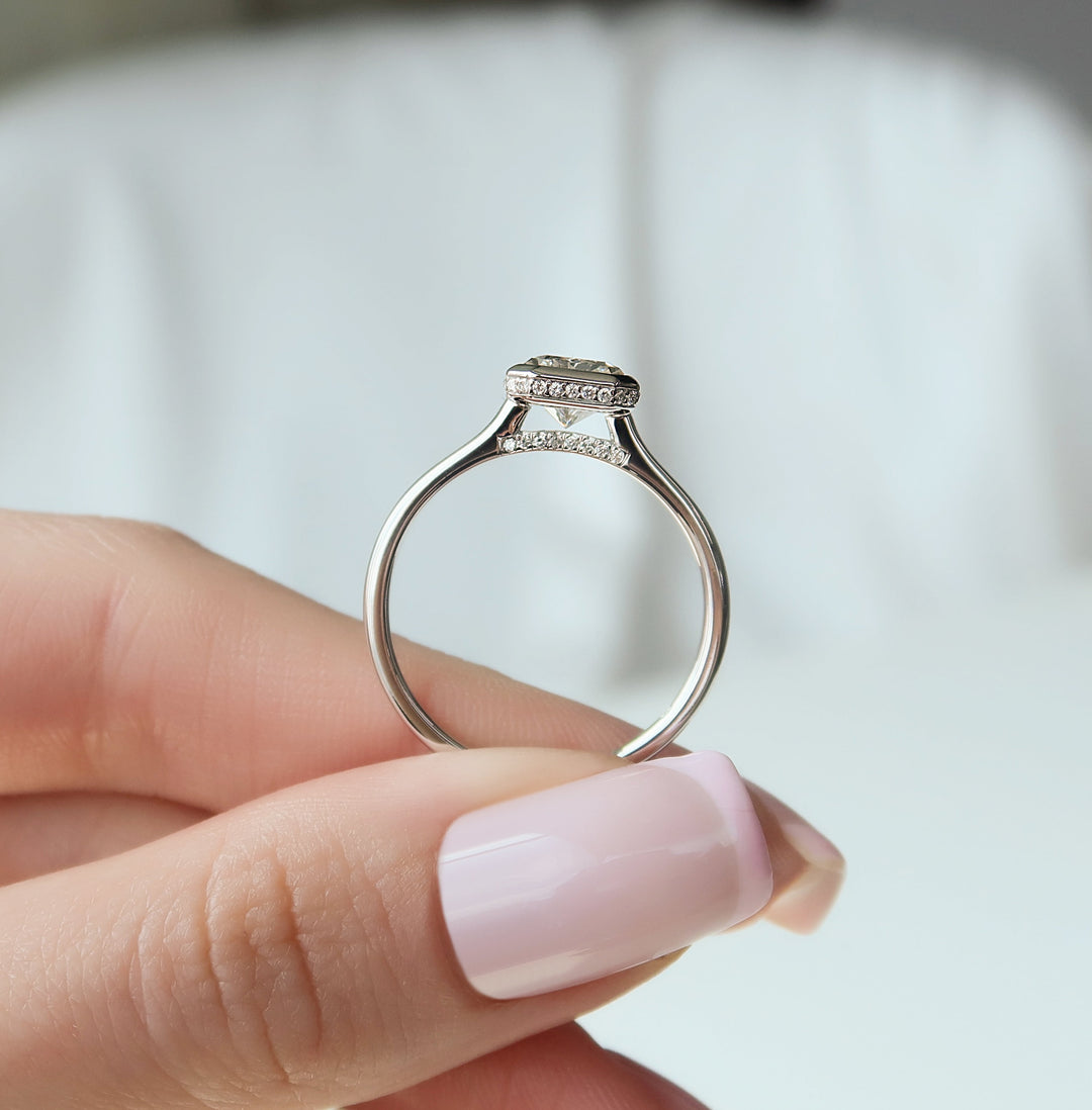 The Christine Radiant Lab Diamond Moissanite Engagement Ring