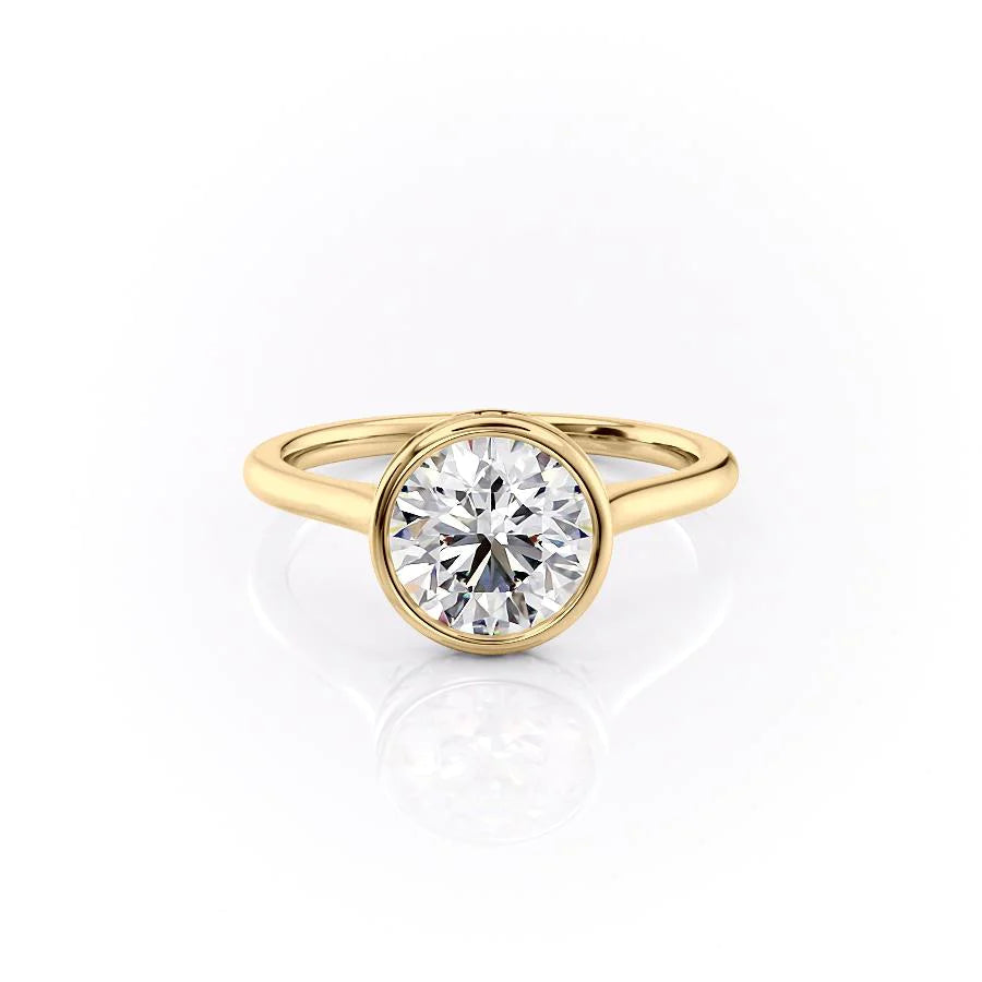 The Christine Set With Round Solitaire Lab Diamond 1 Carat 14K Gold#material_14k-gold