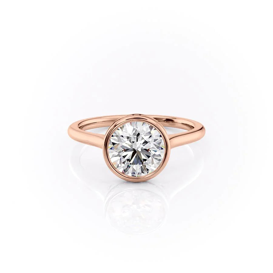 The Christine Set With Round Solitaire Lab Diamond 1 Carat 14K Rose#material_14k-rose