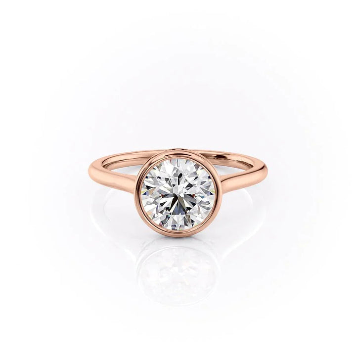 The Christine Set With Round Solitaire Lab Diamond 1 Carat 14K Rose#material_14k-rose