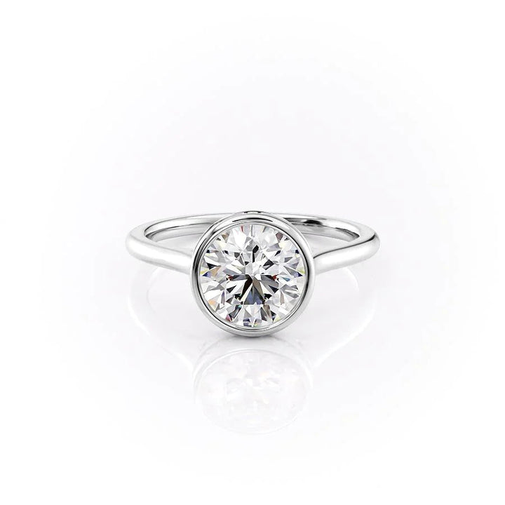 The Christine Set With Round Solitaire Lab Diamond 1 Carat 14K White#material_14k-white