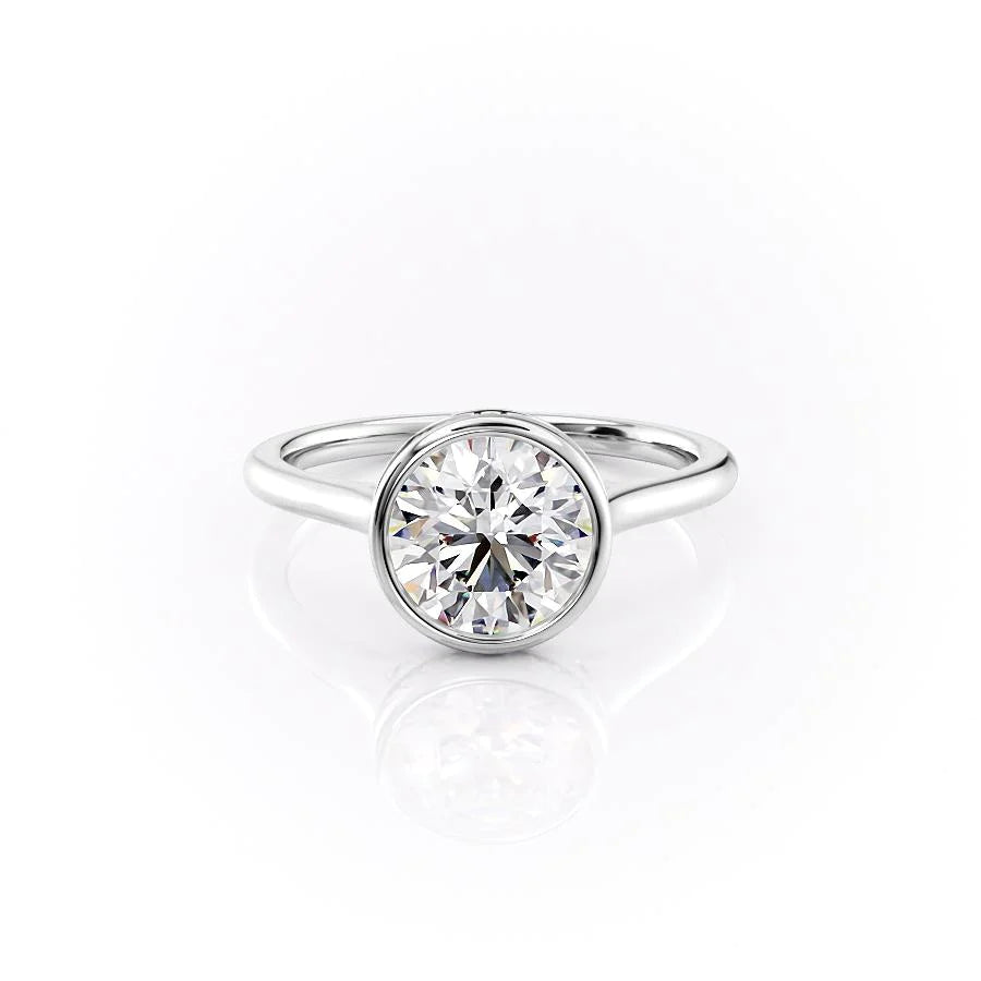 The Christine Set With Round Solitaire Moissanite#material_14k-white