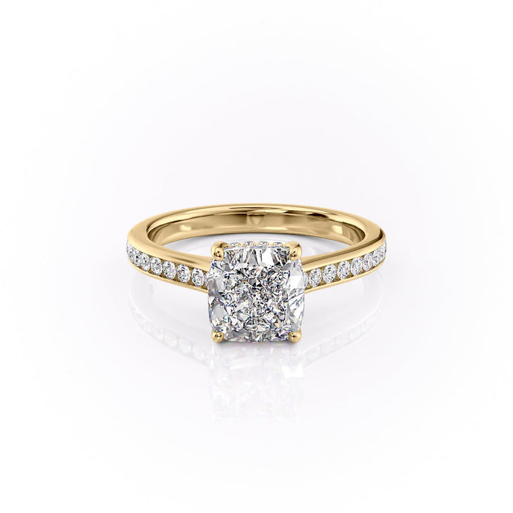 The Cielo Set With Cushion Side Stone Lab Diamond 1 Carat 14K Gold#material_14k-gold