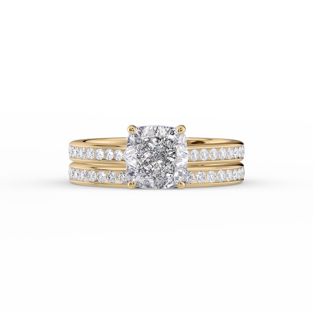 The Cielo Set With Cushion Side Stone Lab Diamond 2 Carat 14K Gold#material_14k-gold