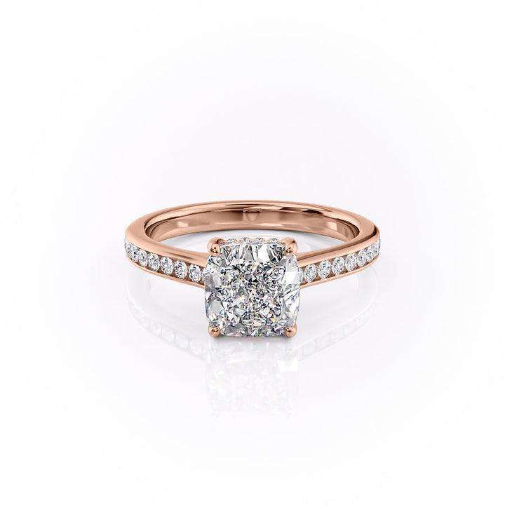 The Cielo Set With Cushion Side Stone Lab Diamond 1 Carat 14K Rose#material_14k-rose