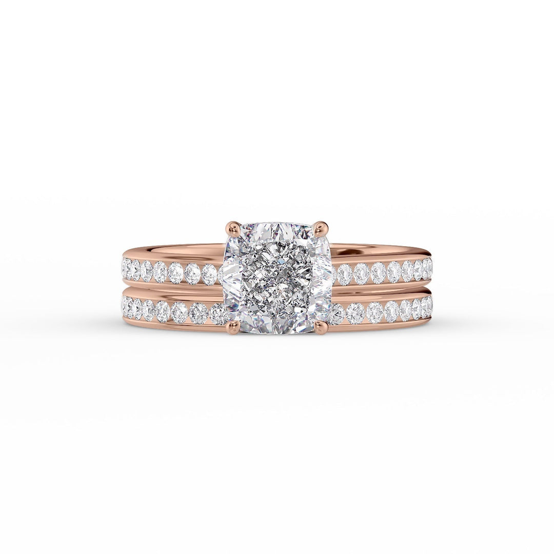 The Cielo Set With Cushion Side Stone Moissanite#material_14k-rose