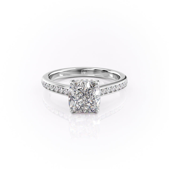 The Cielo Set With Cushion Side Stone Lab Diamond 1 Carat 14K White#material_14k-white