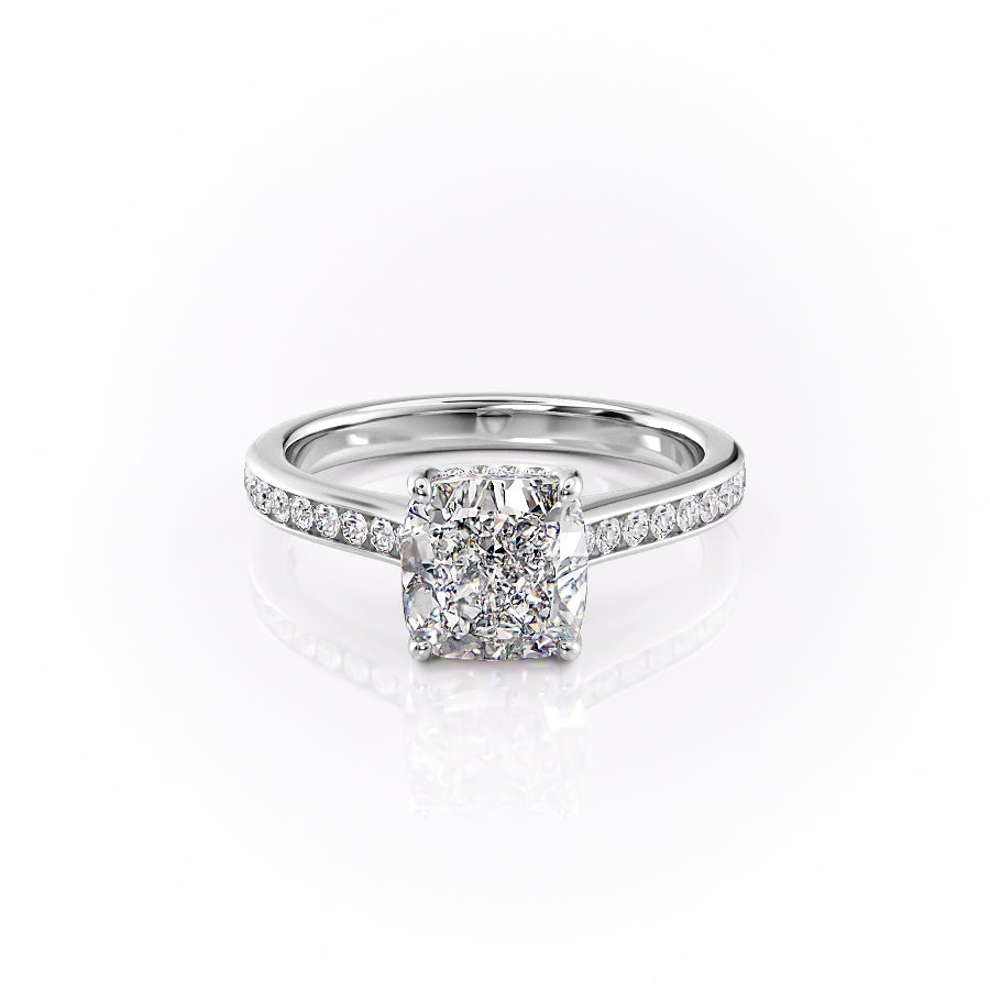 The Cielo Set With Cushion Side Stone Moissanite#material_14k-white