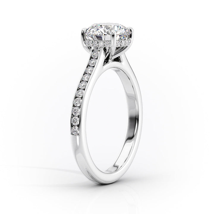 The Cielo Set With Cushion Side Stone Moissanite#material_14k-white