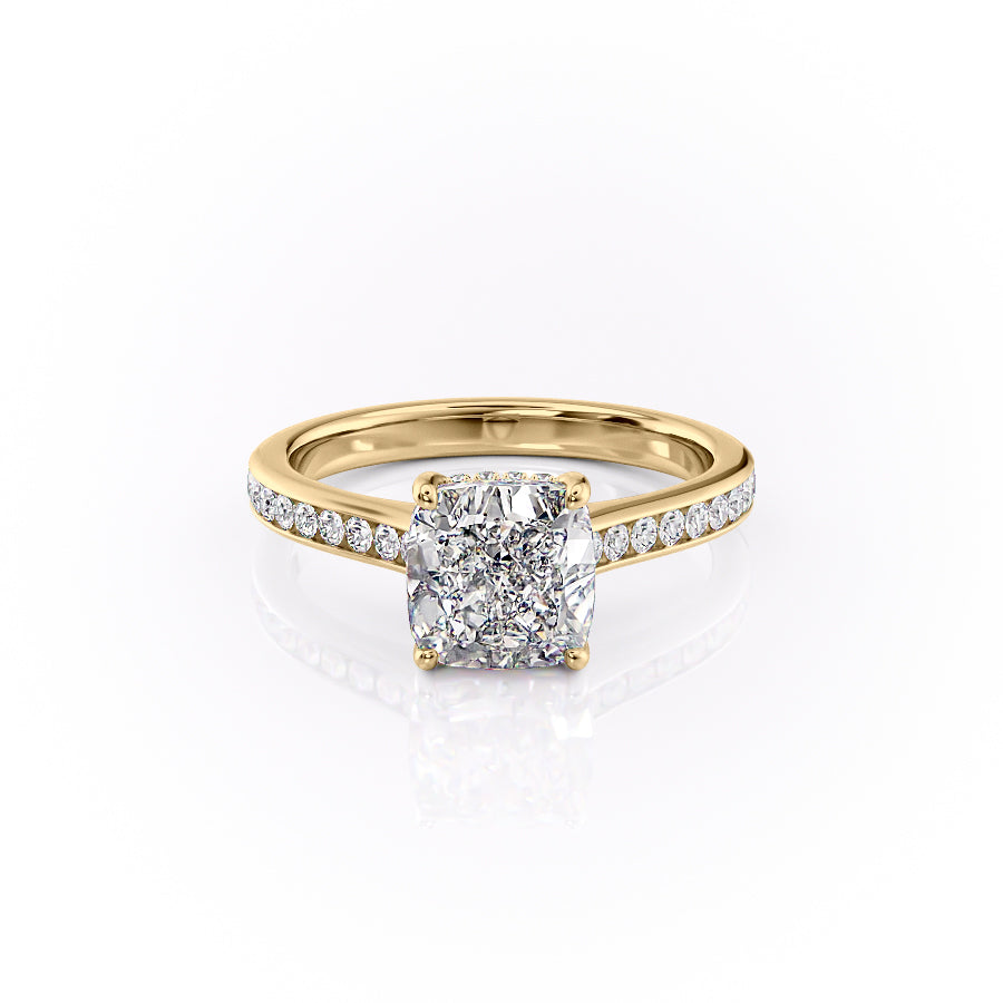 The Cielo Set With Cushion Side Stone Moissanite#material_18k-gold