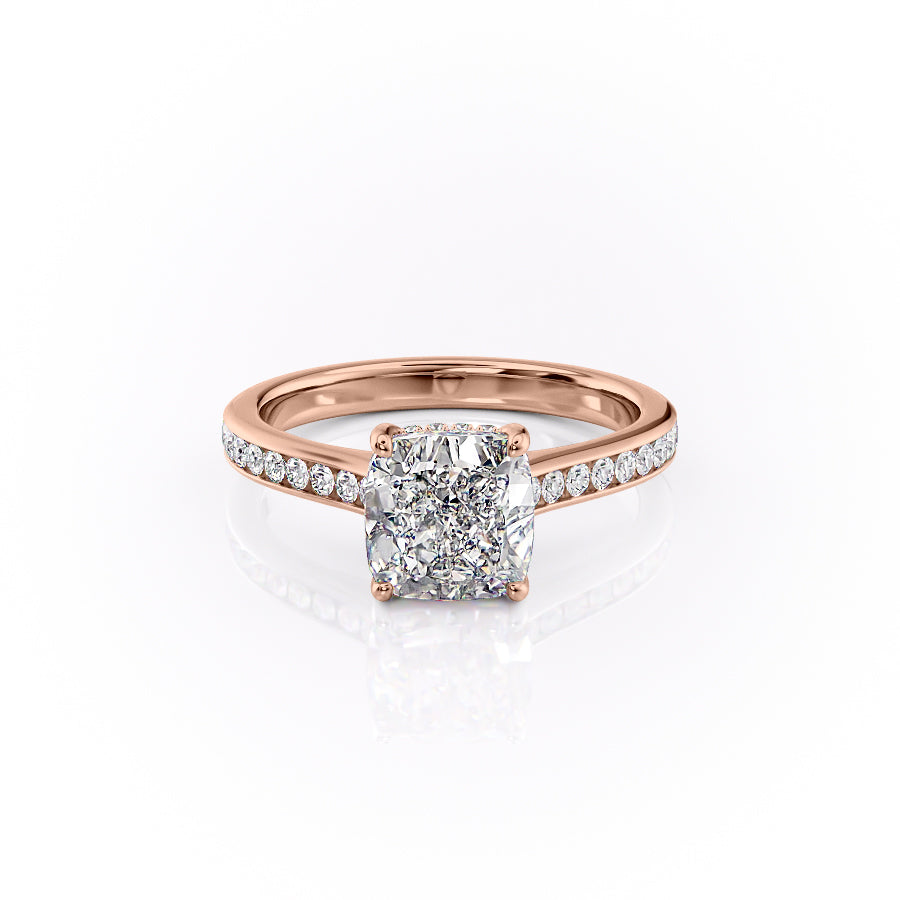 The Cielo Set With Cushion Side Stone Moissanite#material_18k-rose