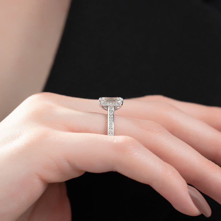 The Cielo Emerald Lab Diamond Moissanite Engagement Ring *Shown with 2 ct #material_white