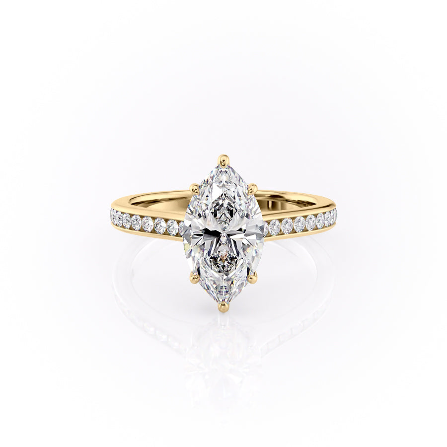 The Cielo Set With Marquise Side Stone Lab Diamond 1 Carat 14K Gold#material_14k-gold