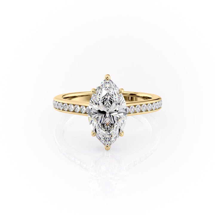 The Cielo Set With Marquise Side Stone Lab Diamond 1 Carat 14K Gold#material_14k-gold