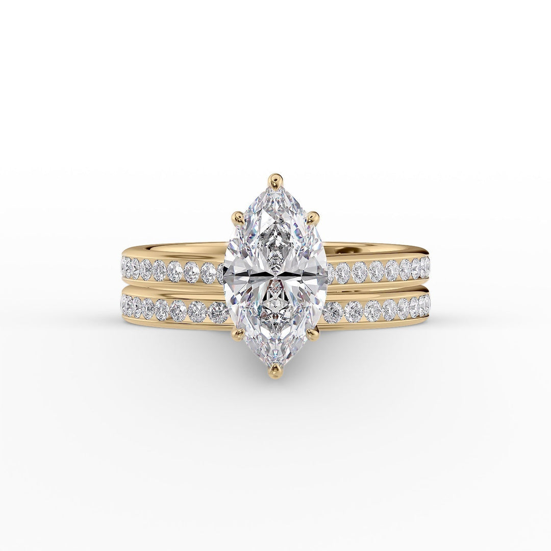 The Cielo Set With Marquise Side Stone Lab Diamond 2 Carat 14K Gold#material_14k-gold