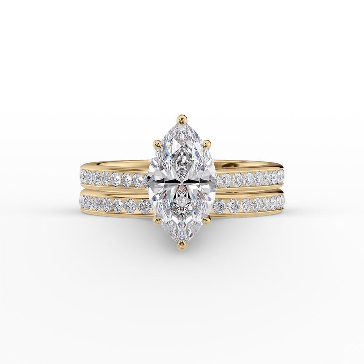 The Cielo Set With Marquise Side Stone Lab Diamond 2 Carat 14K Gold#material_14k-gold