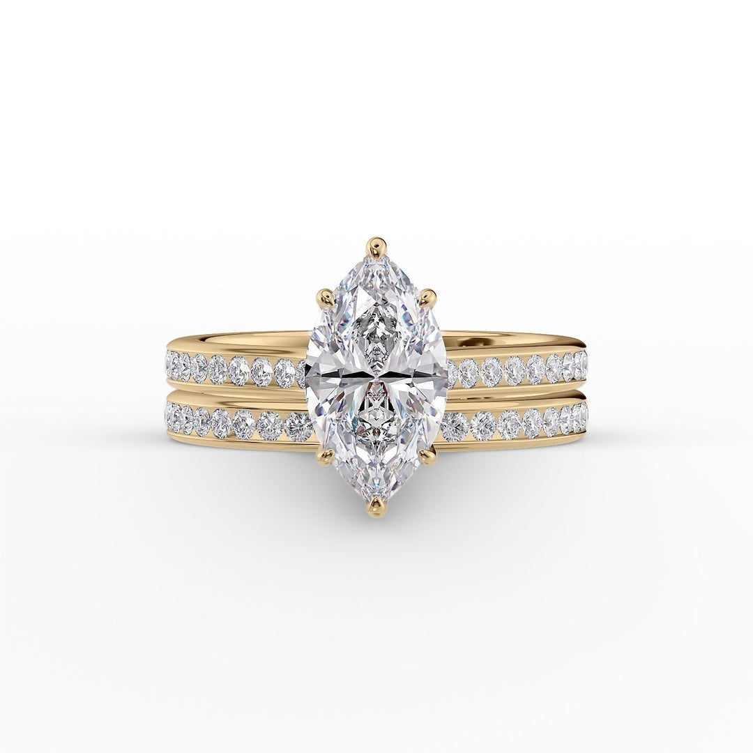 The Cielo Set With Marquise Side Stone Moissanite#material_14k-gold