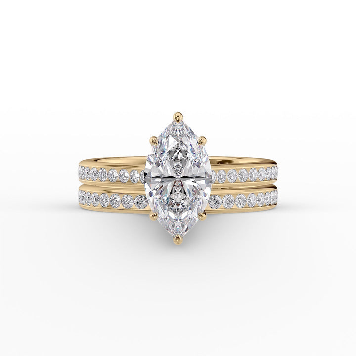 The Cielo Set With Marquise Side Stone Moissanite#material_14k-gold