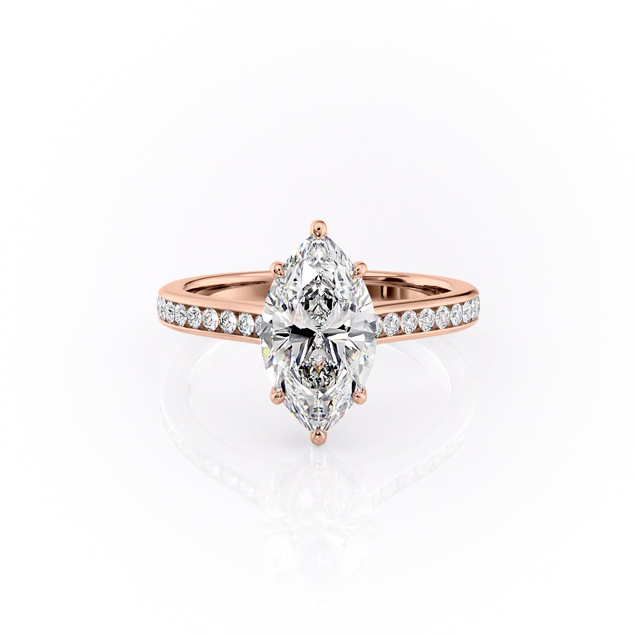 The Cielo Set With Marquise Side Stone Lab Diamond 1 Carat 14K Rose#material_14k-rose