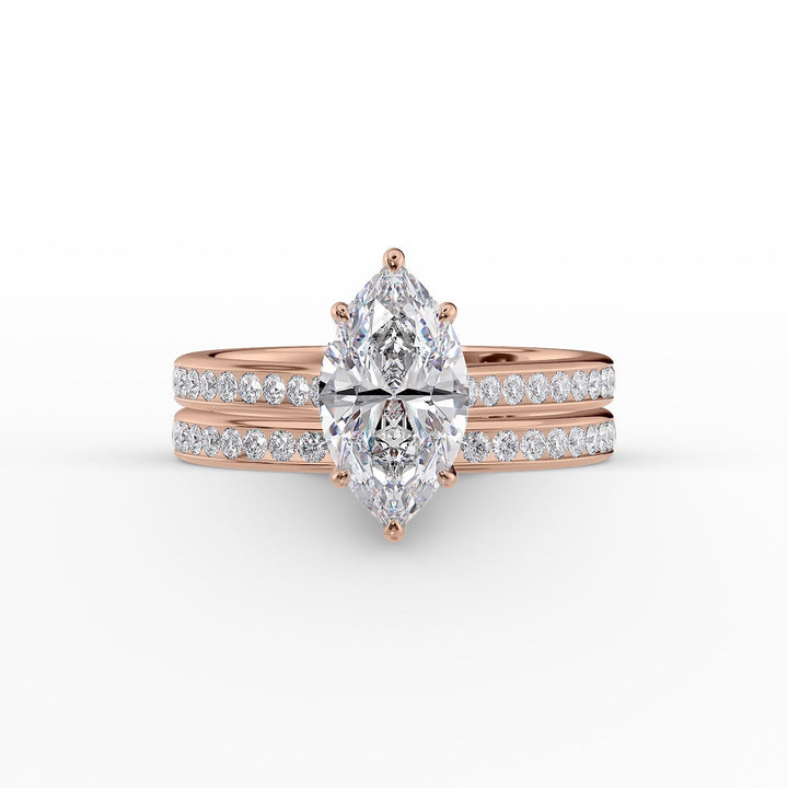 The Cielo Set With Marquise Side Stone Lab Diamond 2 Carat 14K Rose#material_14k-rose