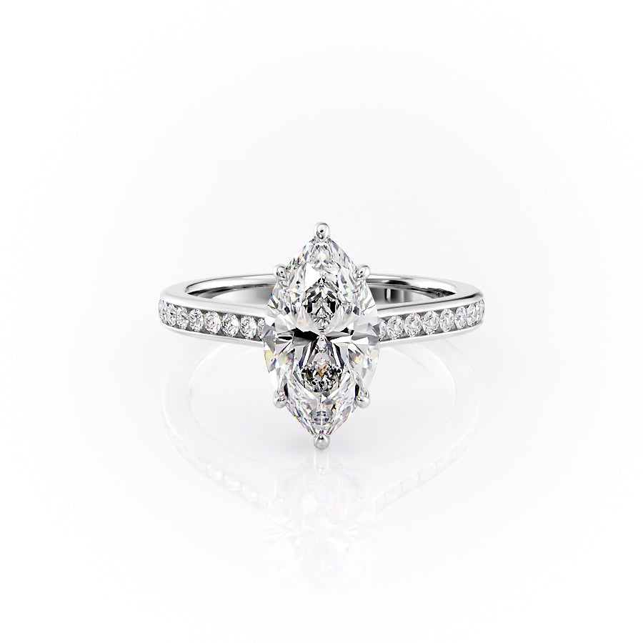 The Cielo Set With Marquise Side Stone Lab Diamond 1 Carat 14K White#material_14k-white