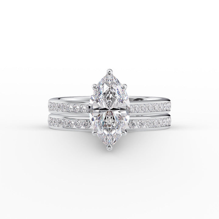 The Cielo Set With Marquise Side Stone Lab Diamond 2 Carat 14K White#material_14k-white