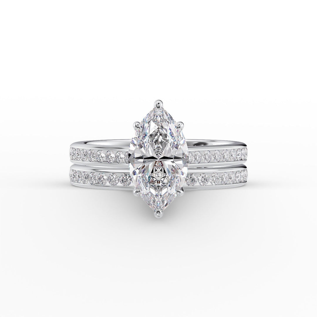 The Cielo Set With Marquise Side Stone Moissanite#material_14k-white