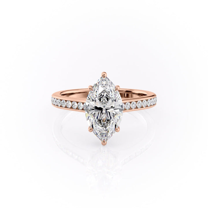 The Cielo Set With Marquise Side Stone Moissanite#material_18k-rose