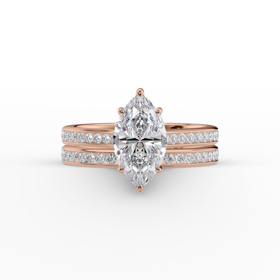 The Cielo Set With Marquise Side Stone Lab Diamond 2 Carat 18K Rose#material_18k-rose