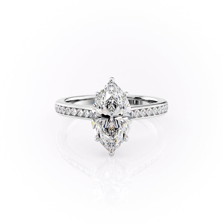 The Cielo Set With Marquise Side Stone Moissanite#material_18k-white