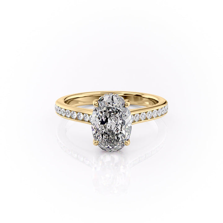 The Cielo Set With Oval Side Stone Lab Diamond 1 Carat 14K Gold#material_14k-gold