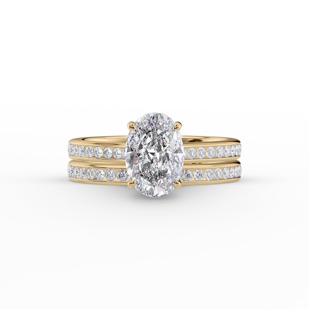 The Cielo Set With Oval Side Stone Lab Diamond 2 Carat 14K Gold#material_14k-gold