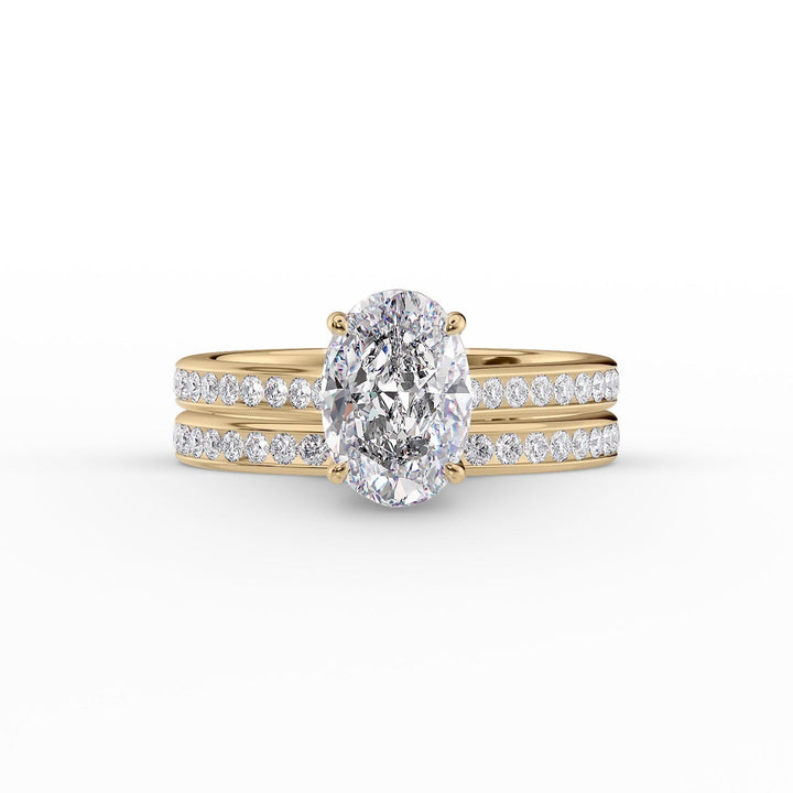 The Cielo Set With Oval Side Stone Lab Diamond 2 Carat 14K Gold#material_14k-gold