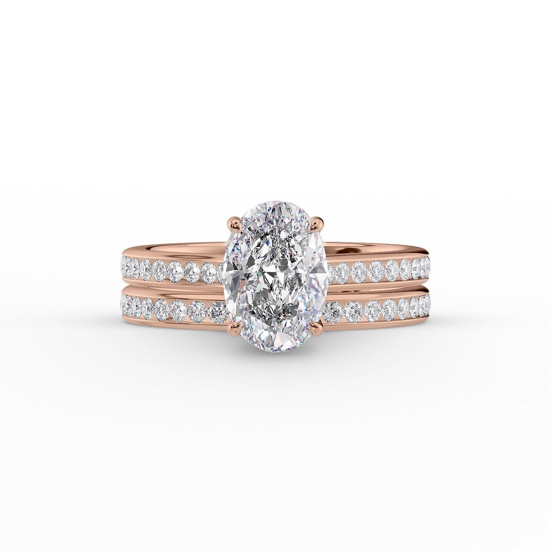 The Cielo Set With Oval Side Stone Lab Diamond 2 Carat 14K Rose#material_14k-rose