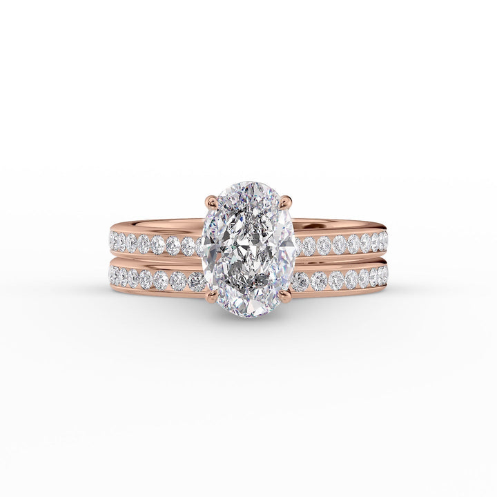 The Cielo Set With Oval Side Stone Lab Diamond 2 Carat 14K Rose#material_14k-rose